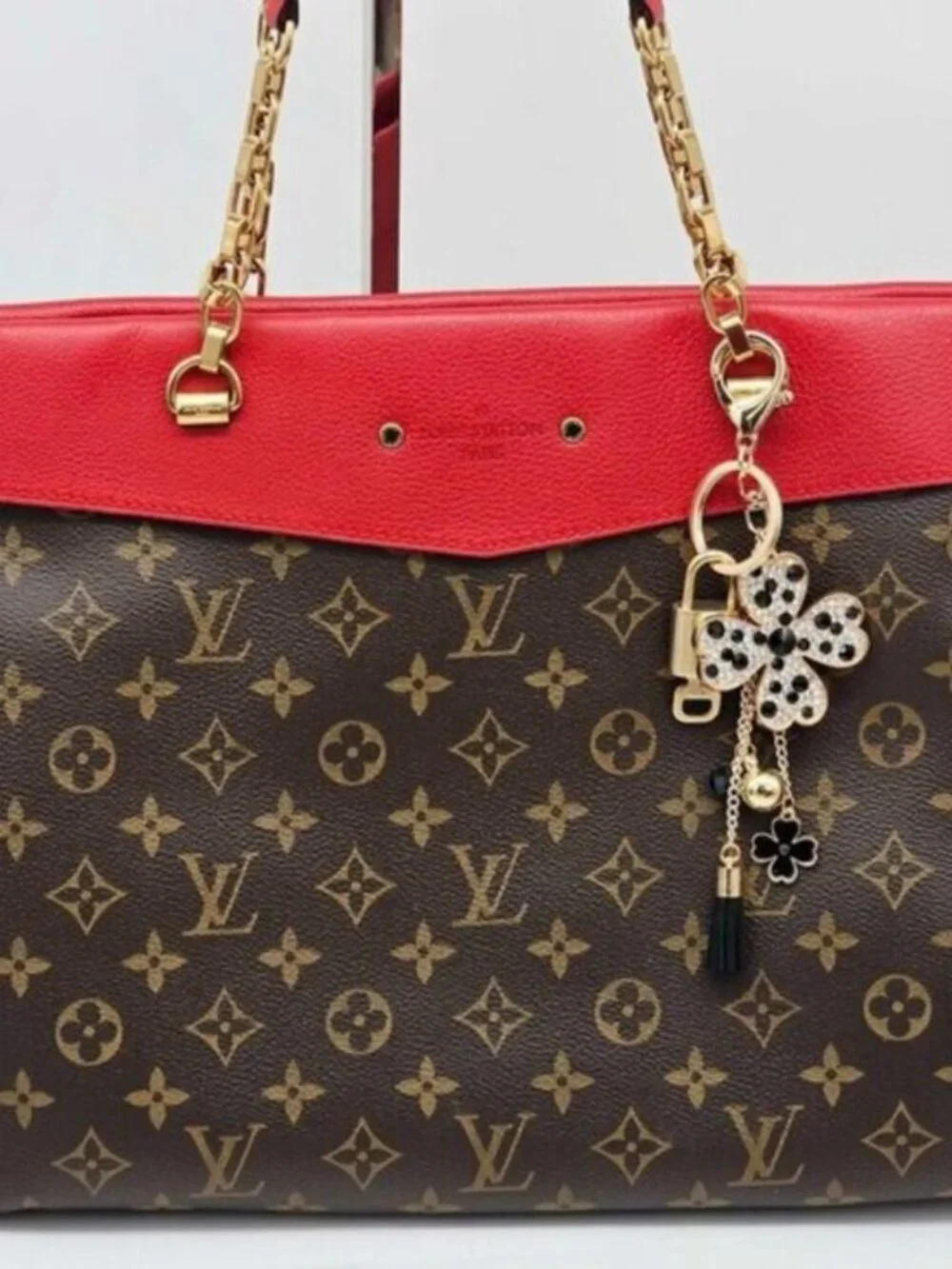 LV Gold Padlock 🔑 Authentic Louis Vuitton Charm + Unbranded Flower Keychain